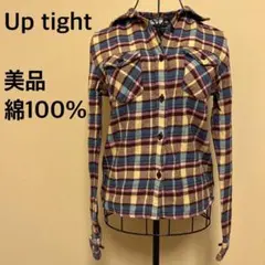 【美品】Uptight/チェックシャツ/長袖/イエローチェック/綿100%のサムネイル