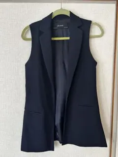ZARA BASIC ネイビー ノースリーブジャケット