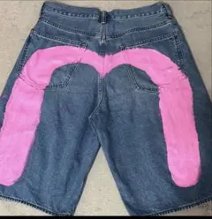 デニムショートパンツ ピンクペイントのサムネイル