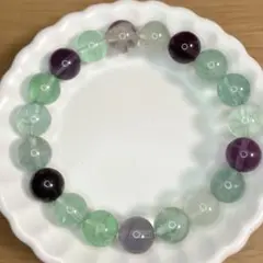 ハ*ス様 透明度高いフローライトブレスレット　約10ミリ　内径15.5センチ