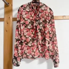 FOREVER 21 花柄 ボウタイ ブラウス 長袖【S】のサムネイル