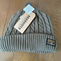 SEEROOTS ケーブル編み ニット帽 オリーブグリーン
