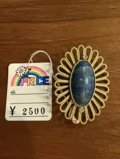 青色の和紙の金色ブローチ　ハンドメイド