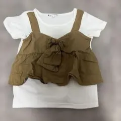 GLOBAL WORK ブラウンフリル　子供用Tシャツ Sのサムネイル
