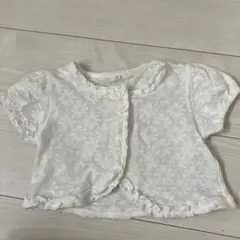 ホワイト 花柄レース カーディガン 110