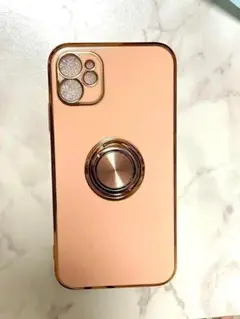 【ピンク 】iPhone12ケース 車載ホルダー対応 ラバー素材