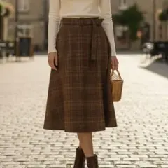 OLIVE des OLIVE チェック柄 フレアスカート F