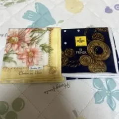 新品DIOIディオールFendiフェンディ　大判ハンカチ2枚セット花柄ブランド