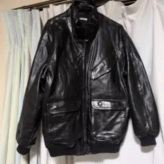 90sARMANI JEANSアルマーニレザージャケットコートブラックアーカイブ 