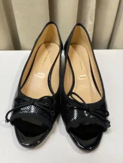 ファビオルスコーニ 　ウェッジ　オープントゥ イタリー　パテント レザー