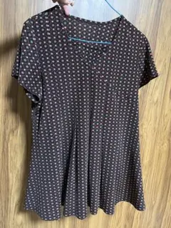 レトロ　半袖　Vネック チュニック