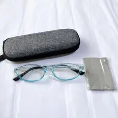 老眼鏡 +1.00 度入り ケース付き 丸メガネ ブルーライトカット UV400