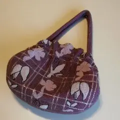 アンティークがま口総ビーズ刺繍ハンドバッグ　和装小物