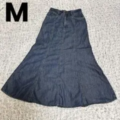 【美品】gu濃紺デニムステッチマーメイドロングマキシスカートM