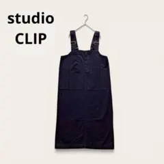 スタディオクリップ サロペットスカート ジャンパースカート ストレッチ ブラック