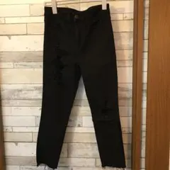 ★美品　アメリカンイーグルブラックストレッチ　ダメージ　ジーンズ(ショート)