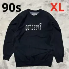 XL 90s got beer? リバースタイプ ブラック スウェット milk