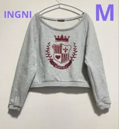 ⭐️美品⭐️INGNI⭐️クロップド カレッジロゴ スウェット⭐️ M ⭐️グレー