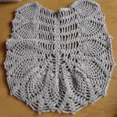 【Handmade】グレー かぎ針編み ノースリーブベスト♡L
