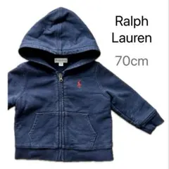 Ralph Lauren フード付パーカー 70cm ジップアップ ネイビー