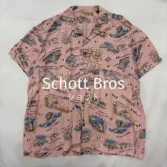 ショット 総柄 レーヨン アロハシャツ 半袖 XL ピンクのサムネイル