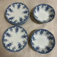 昭和レトロ　HOYA CHINA 青い花柄プレート　2種類のサムネイル