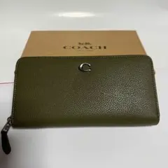 COACH コーチ レザー 長財布 グリーン CC489