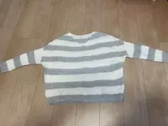 ストライプニットセーター 白とグレー