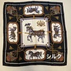 大判スカーフ　シルク100% 馬柄