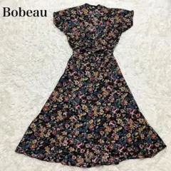 ボウオウ 花柄シャツワンピース ロング丈 フレア Aライン ボタニカル 上品