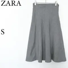 ザラ ZARA 千鳥格子 フレアスカート マーメイド風 白黒 モノトーン ミモレ