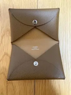 美品 HERMES カルヴィ デュオ ネイビー エプソン W刻印コインポケット