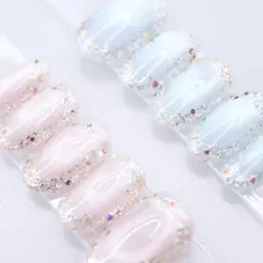 1339 ネイルチップSサイズ 韓国 キラキラ フレンチマグネット　ピンク　青