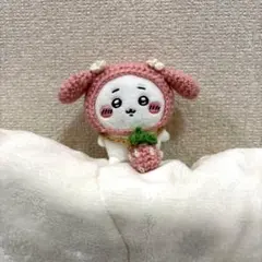 ぬいぐるみ用 かぎ針編み ピンクのうさぎボンネットとポシェットとケープ