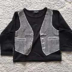 COMME CA ISM プリントストライプ柄長袖カットソー 90