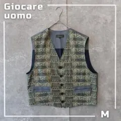 【シルク100%】Giocare uomo 総柄ベスト M エジプト柄 短丈