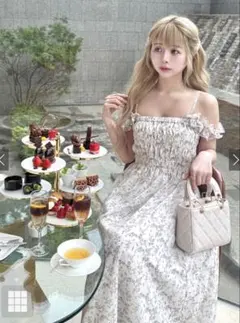 GRL フリルショルダー花柄フレアワンピース[ru1155]