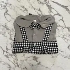 グレー・チェック柄ロンパース・カバーオール