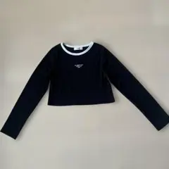 ウィゴー　WIGO ソフトリブ　長袖　ショート丈Tシャツ　黒