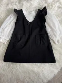西松屋 フリル袖の黒いワンピース＆95センチ *白ブラウスおまけ*卒服