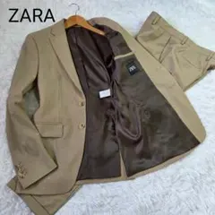 美品 ZARA セットアップ サイズ46 M ベージュ マイクロ千鳥格子