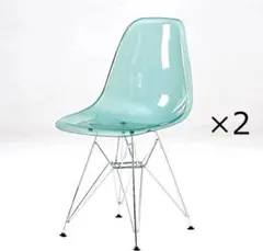 訳アリ　スケルトン イームズ　ダイニングチェア リプロダクト 　クリアブルー×２
