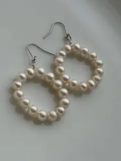 S 87淡水パール　メタリック　ポテト　リング　ピアス