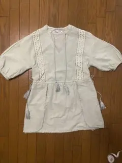 ZARA ライトブルー五分袖チュニック Sのサムネイル