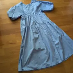 あ*様 水色 半袖 フレアワンピース