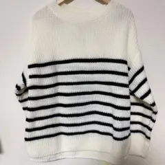 新品　タグ付き　しまむら　LOGOS DAYS ストライプニットセーター