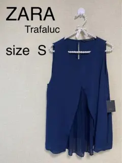 ZARATrafaluc タグ付未使用品ノースリーブプリーツブラウスカットソーS