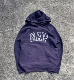 【古着】90s OLD GAP 紺色 パーカー ロゴドン y2k 鬼フェード