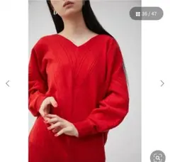 AZUL BY MOUSSY バイアスリブ Vネック長袖ニット