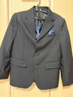 黒 ストライプ フォーマルジャケット 100cm~ ネクタイ付き